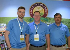 The team of Eagle Eye Produce has many convenient potato products on display. From left to right are Dallin Klingler, Lance Poole and Luis Parra.